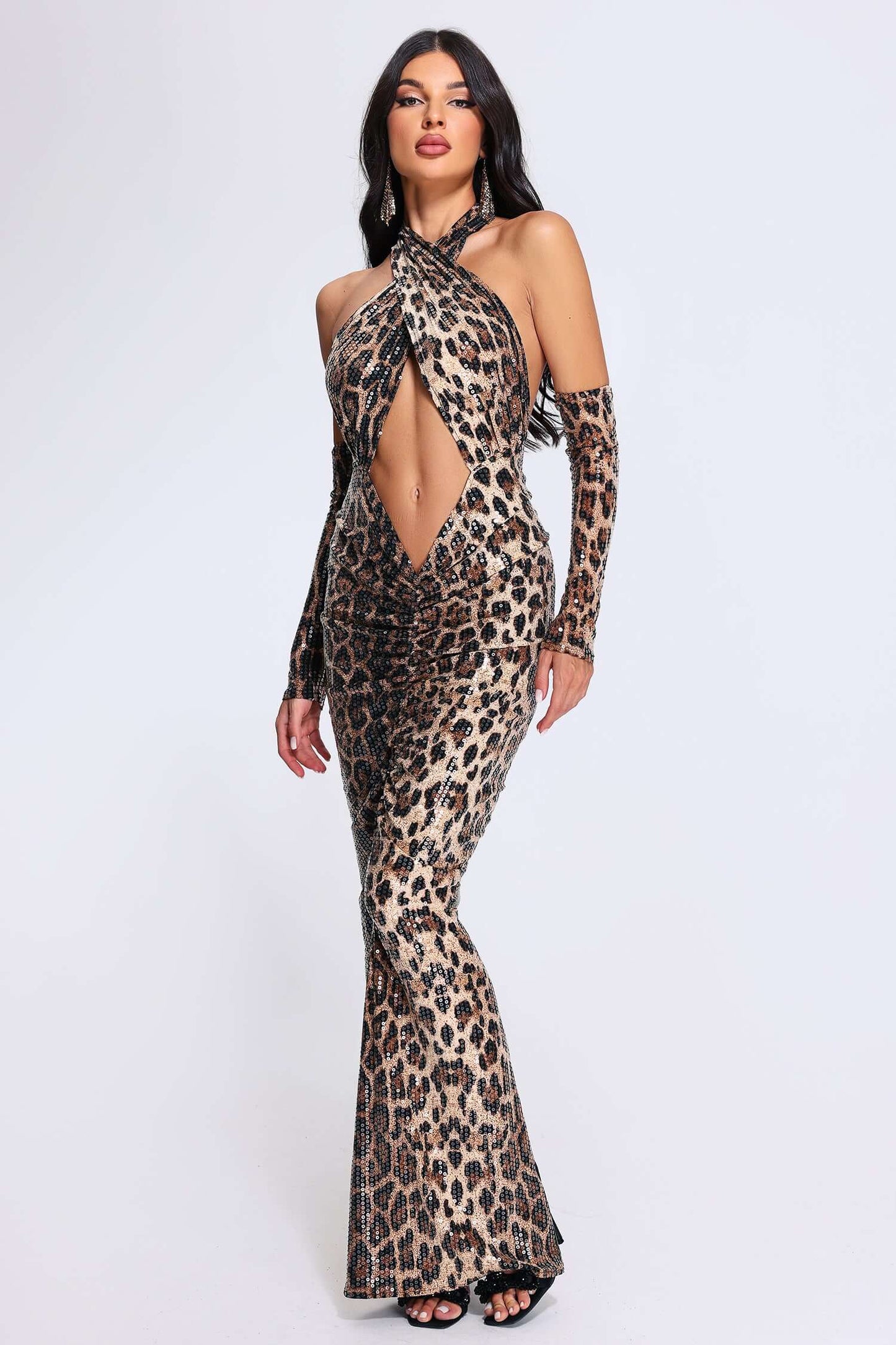 Sequins Leopard Dress - Violet