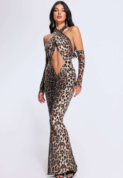 Sequins Leopard Dress - Violet