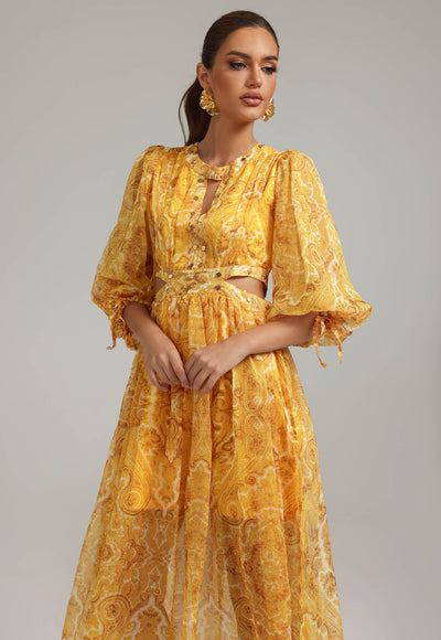 Lantern Sleeves Printed Dress - Lorena