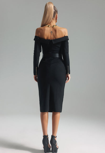 Sexy Off Shoulder With Belt Dress - Mendy