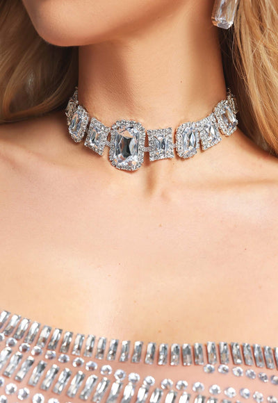 Square Rhinestone Choker - Angel