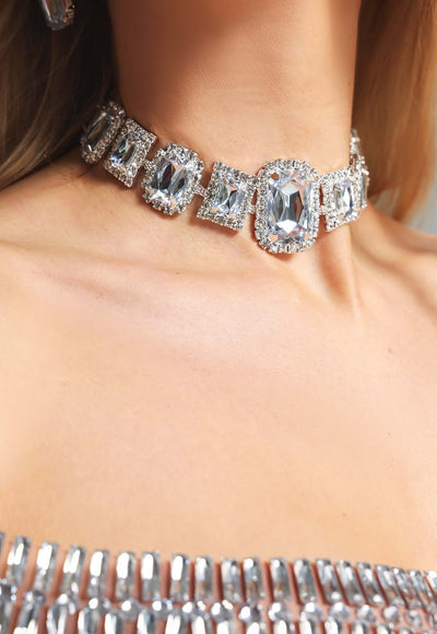 Square Rhinestone Choker - Angel