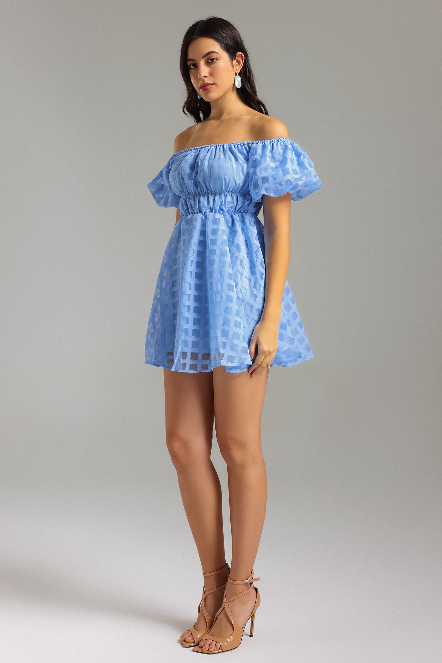 Off Shoulder Lantern Sleeve Dress - Melinda