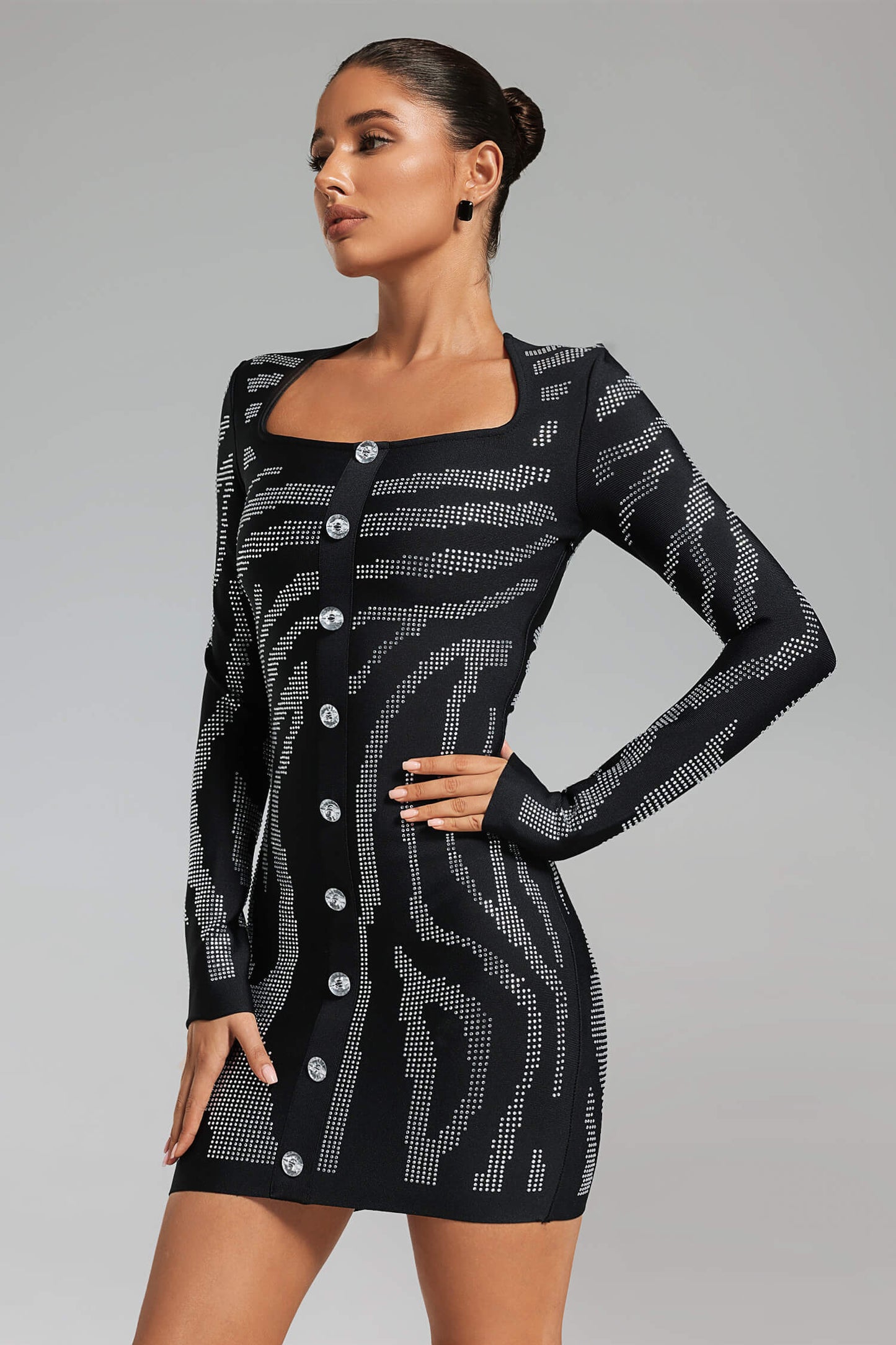 Long Sleeve Buttons Dress - Isha