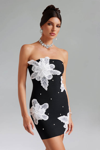 Strapless Sequin Appliques Dress - Siena