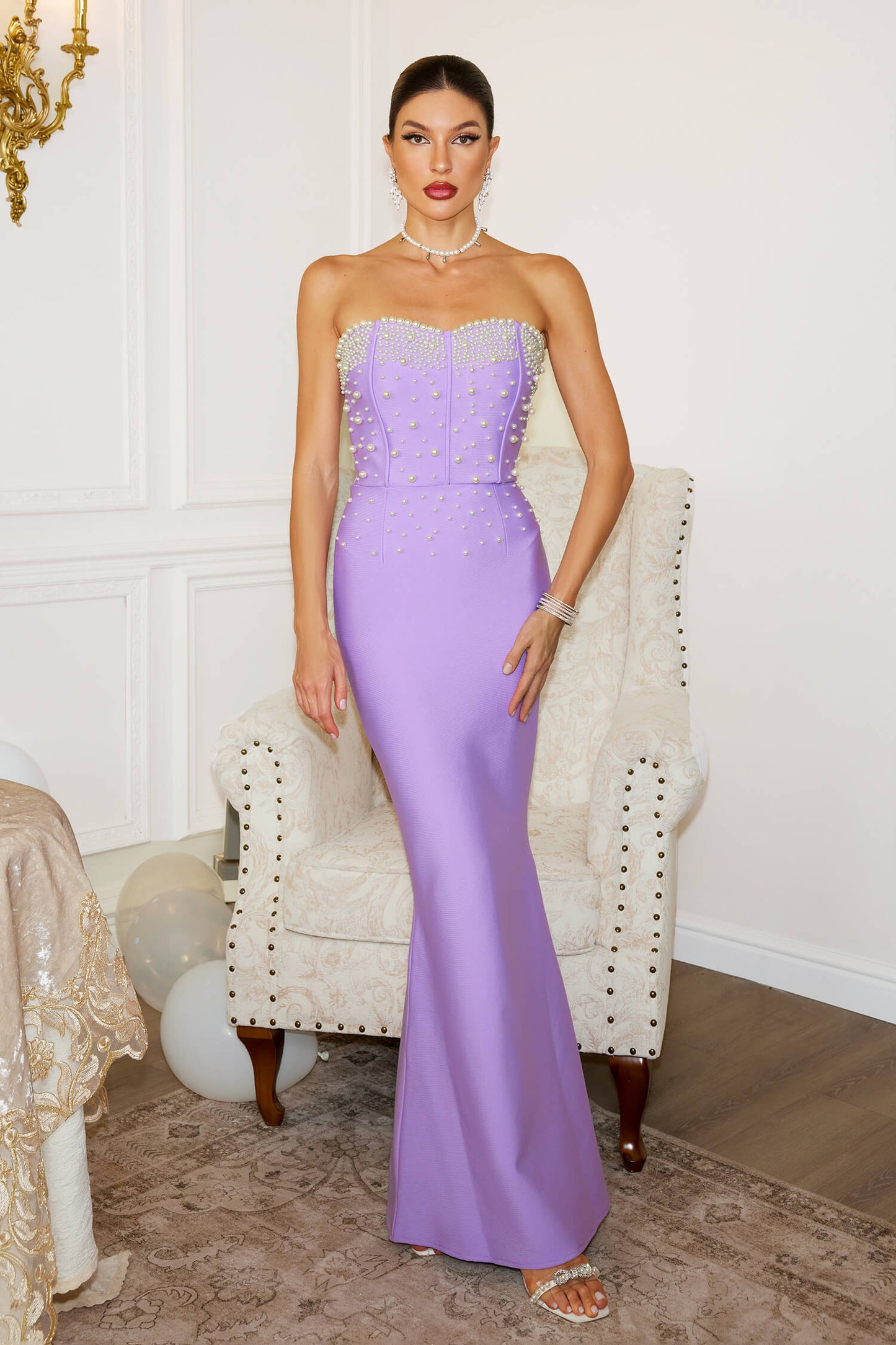 Strapless Pearl Mermaid Dress - Rovena