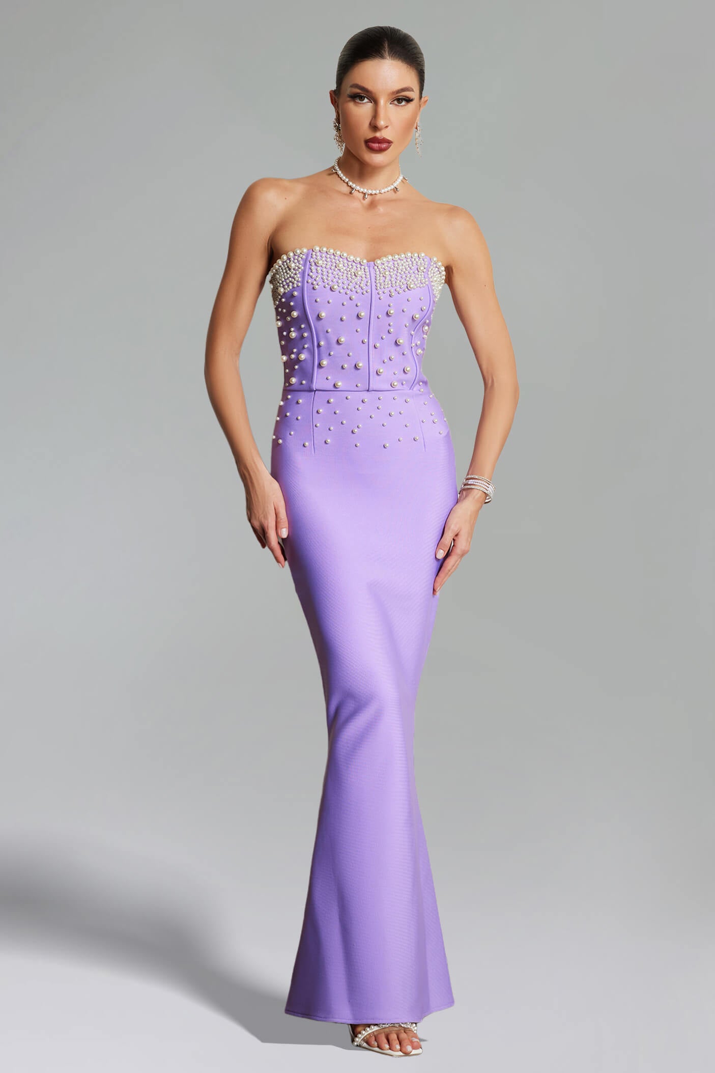 Strapless Pearl Mermaid Dress - Rovena