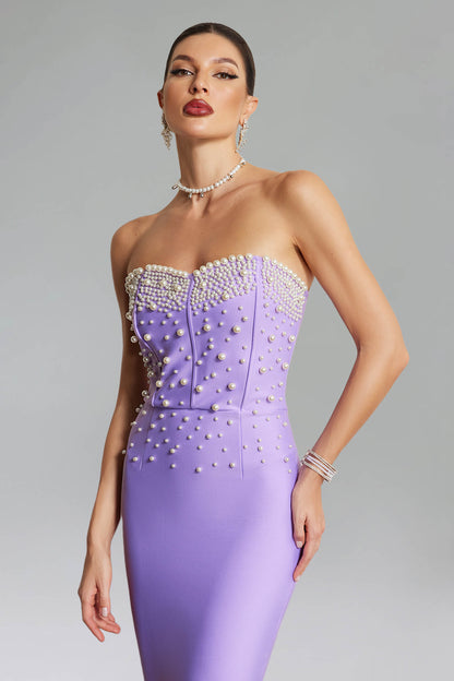 Strapless Pearl Mermaid Dress - Rovena