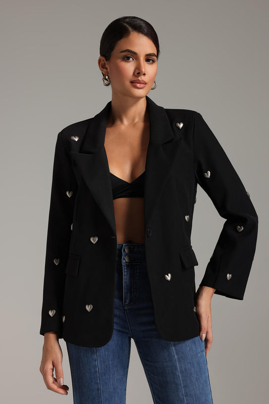 3D Hearts Applique Blazer - Lucy