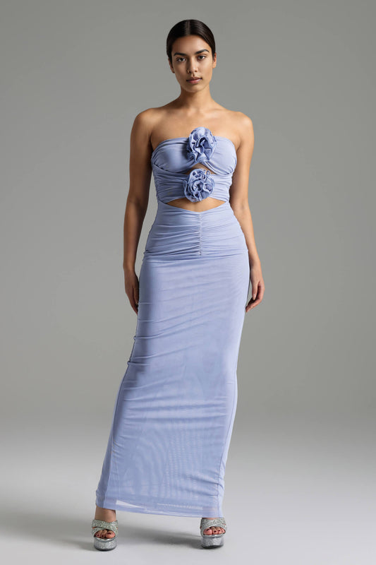 Strapless Hollow Out Long Dress - Durian