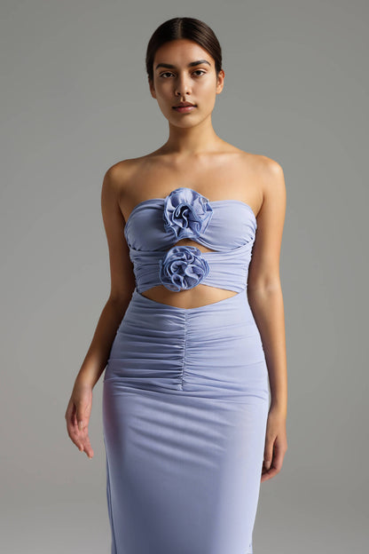 Strapless Hollow Out Long Dress - Durian