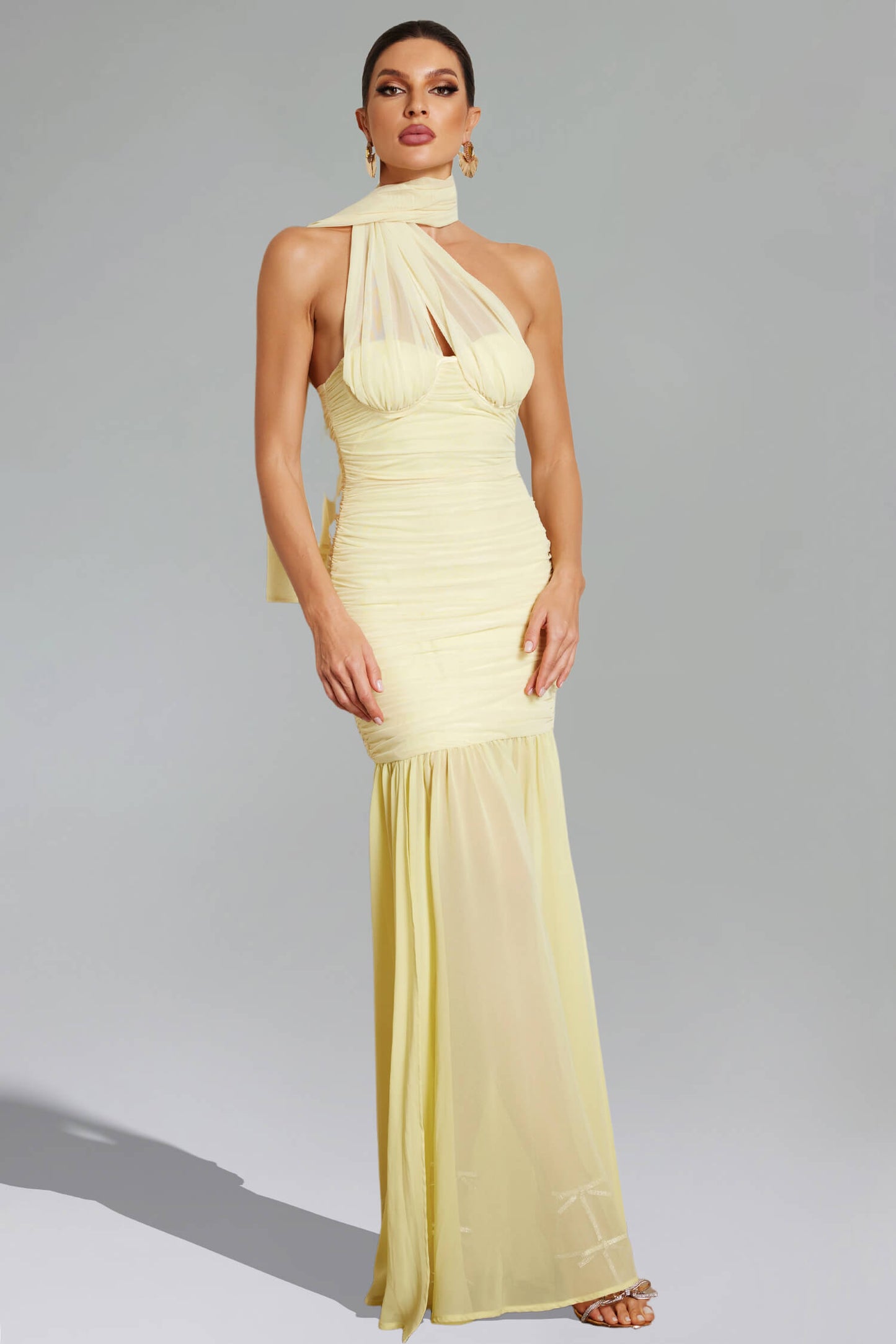 Maxi Halter Ruched Dress - Siona