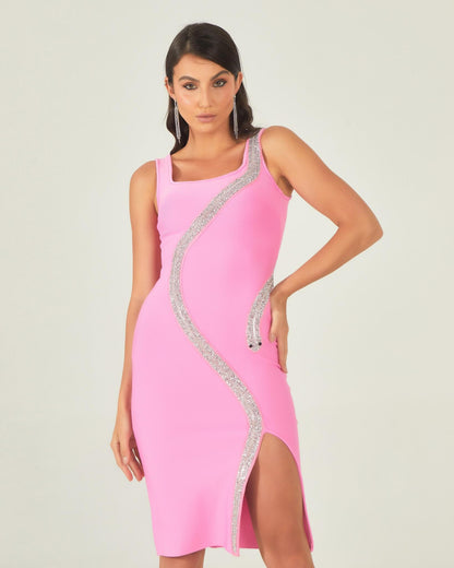 Sexy Beading Bandage Dress - Snake