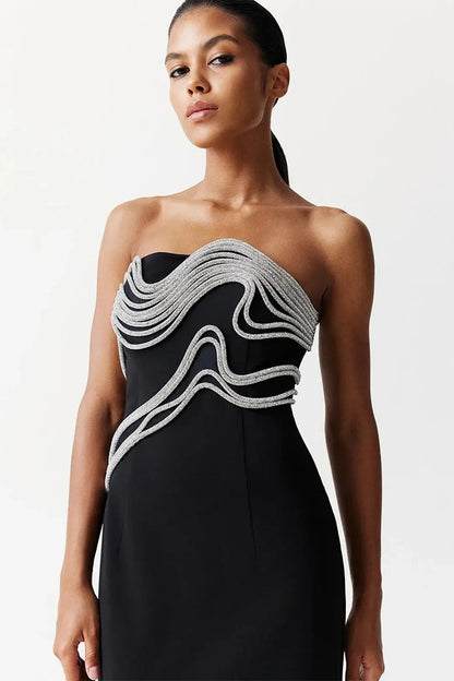 Strapless Diamond Lines Dress - Duda