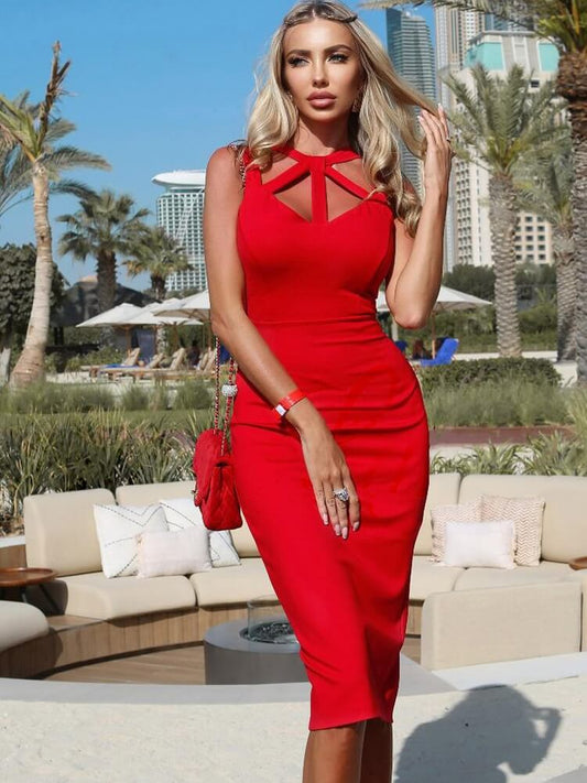 Elegant Cut Out Bandage Dress - Amy