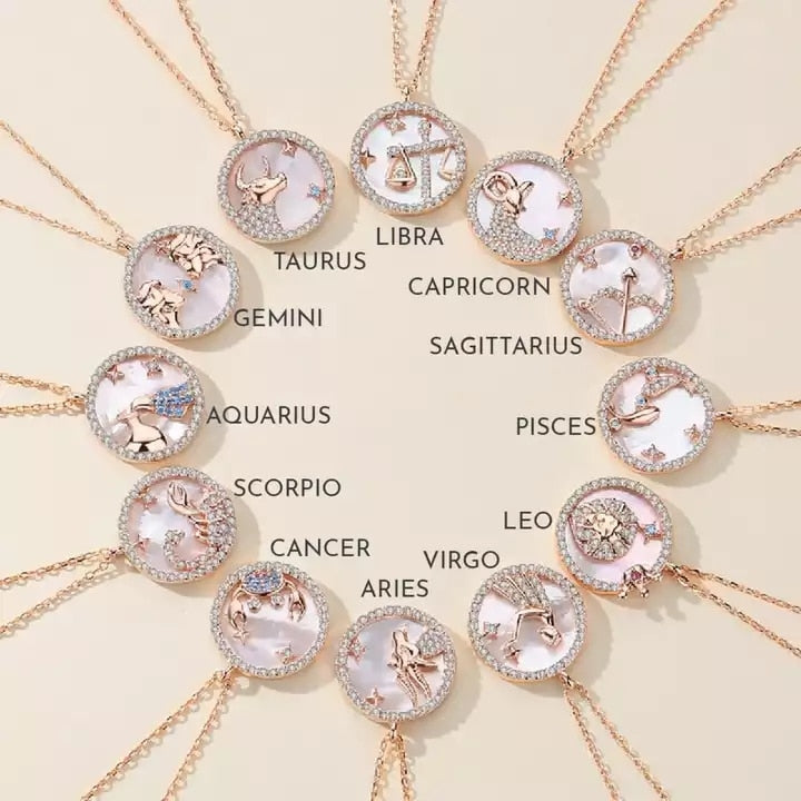 Astrology Charm of Pearl Necklace - Zodiac