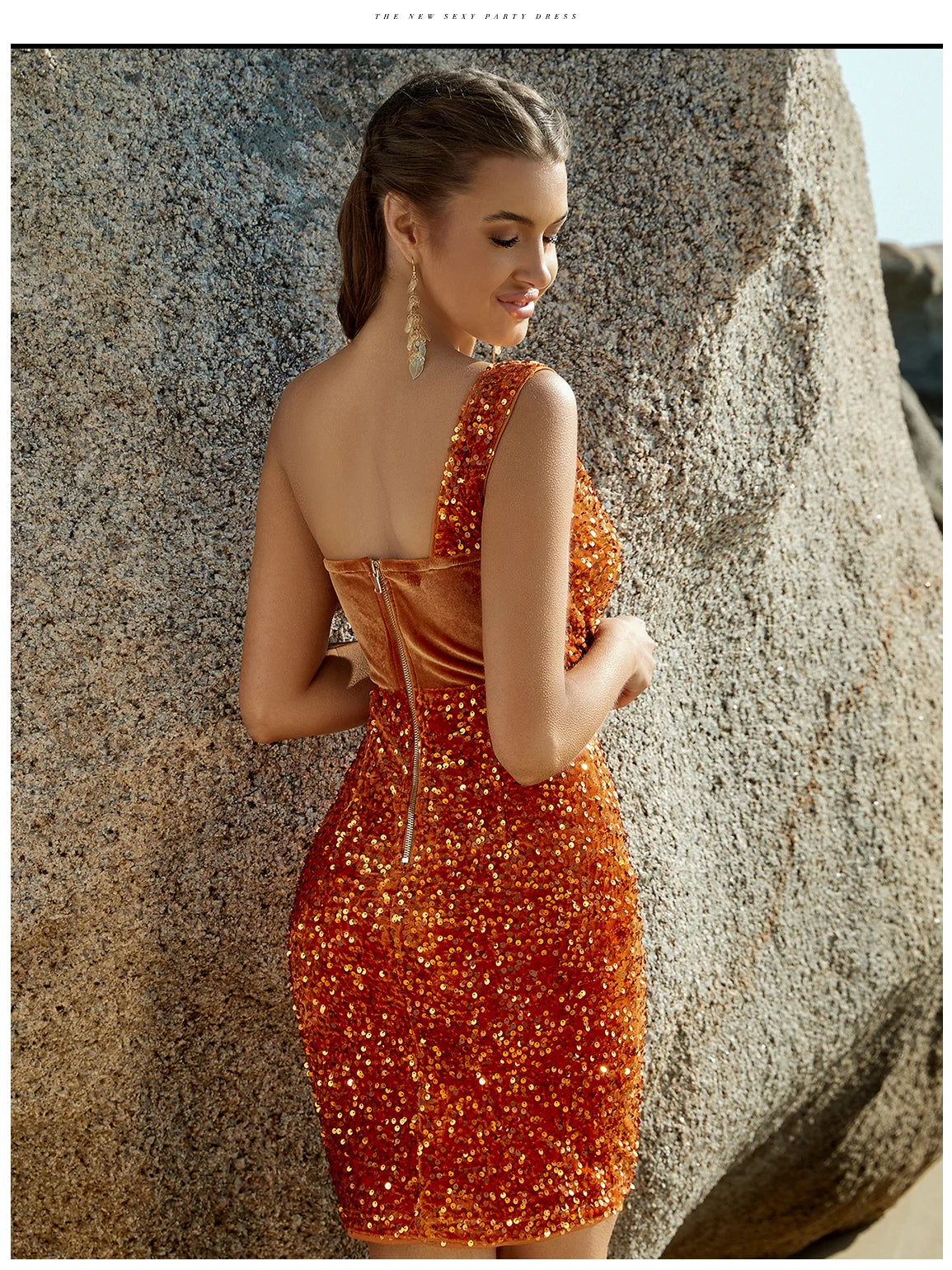 One Shoulder Sequin Dress - Nadila