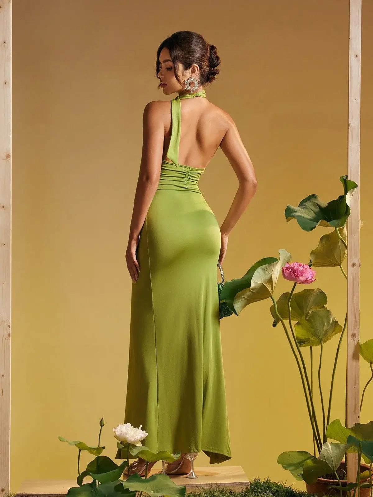 Halter Backless Slit Dress - Gadot