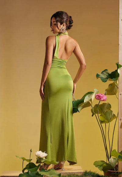 Halter Backless Slit Dress - Gadot