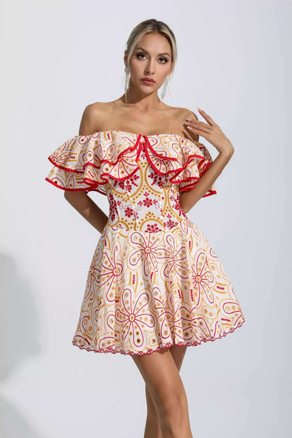 Embroidery Ruffles Dress - Rovenia