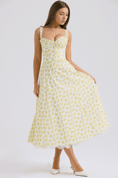 Lace Up Floral Strap Dress - Madala