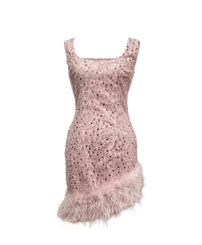 Sparkly Tank Bodycon Fur Dress - Jada