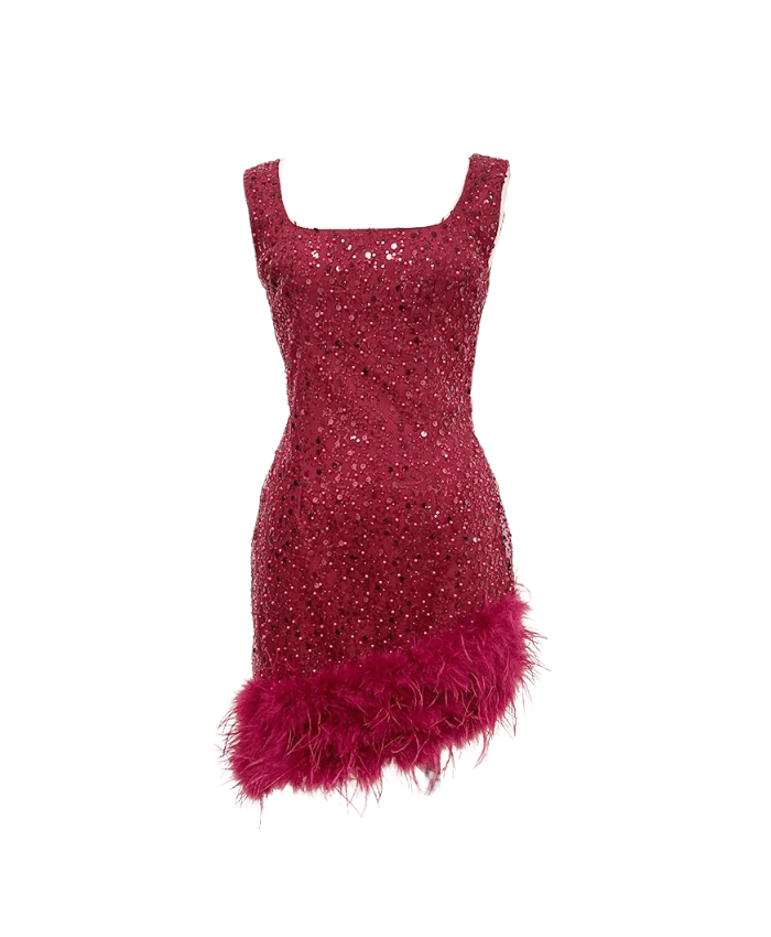 Sparkly Tank Bodycon Fur Dress - Jada