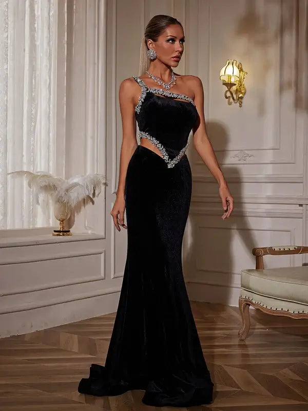 One Shoulder Diamond Dress - Miralyza