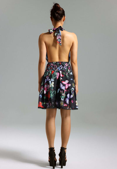 Backless Printing Halter Dress - Kira