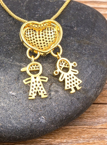 Cubic Zirconia Heart Necklace - Children's Love