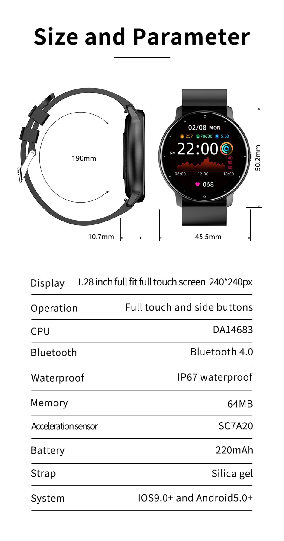 Smart Watch Full Touch - Lige