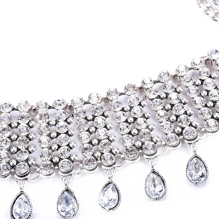 Layered Crystal Drop Choker - Amara