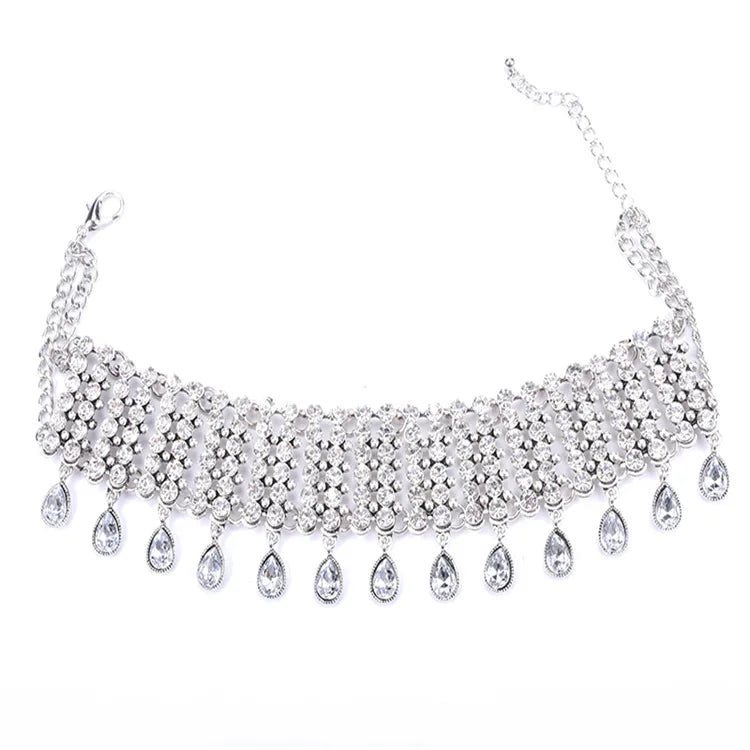 Layered Crystal Drop Choker - Amara