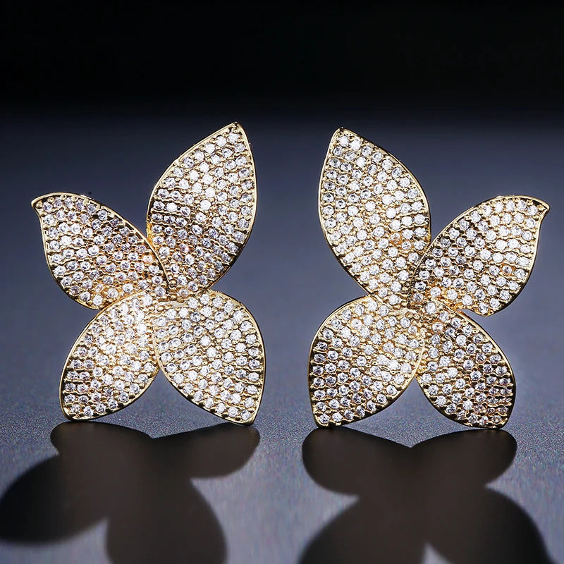 Zirconia Stud Flower Earrings - Belle