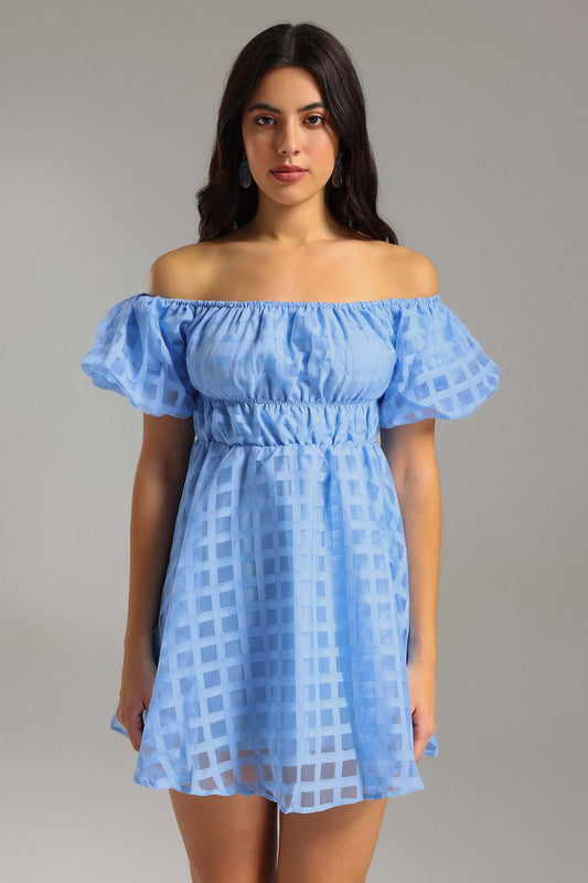 Off Shoulder Lantern Sleeve Dress - Melinda