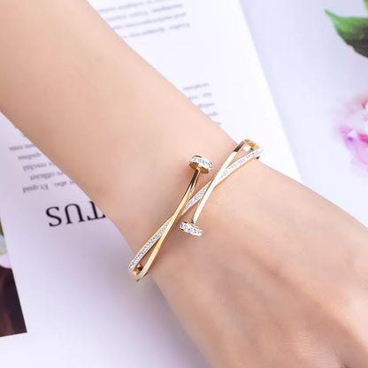 Double Crystal Nail Head Cross Bracelet - Kim