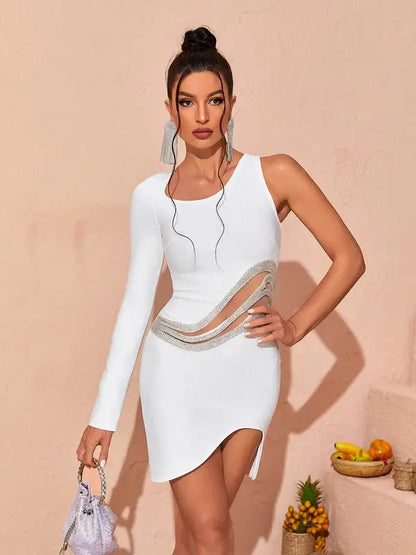 One Sleeve Asymmetrical Dress - Perla