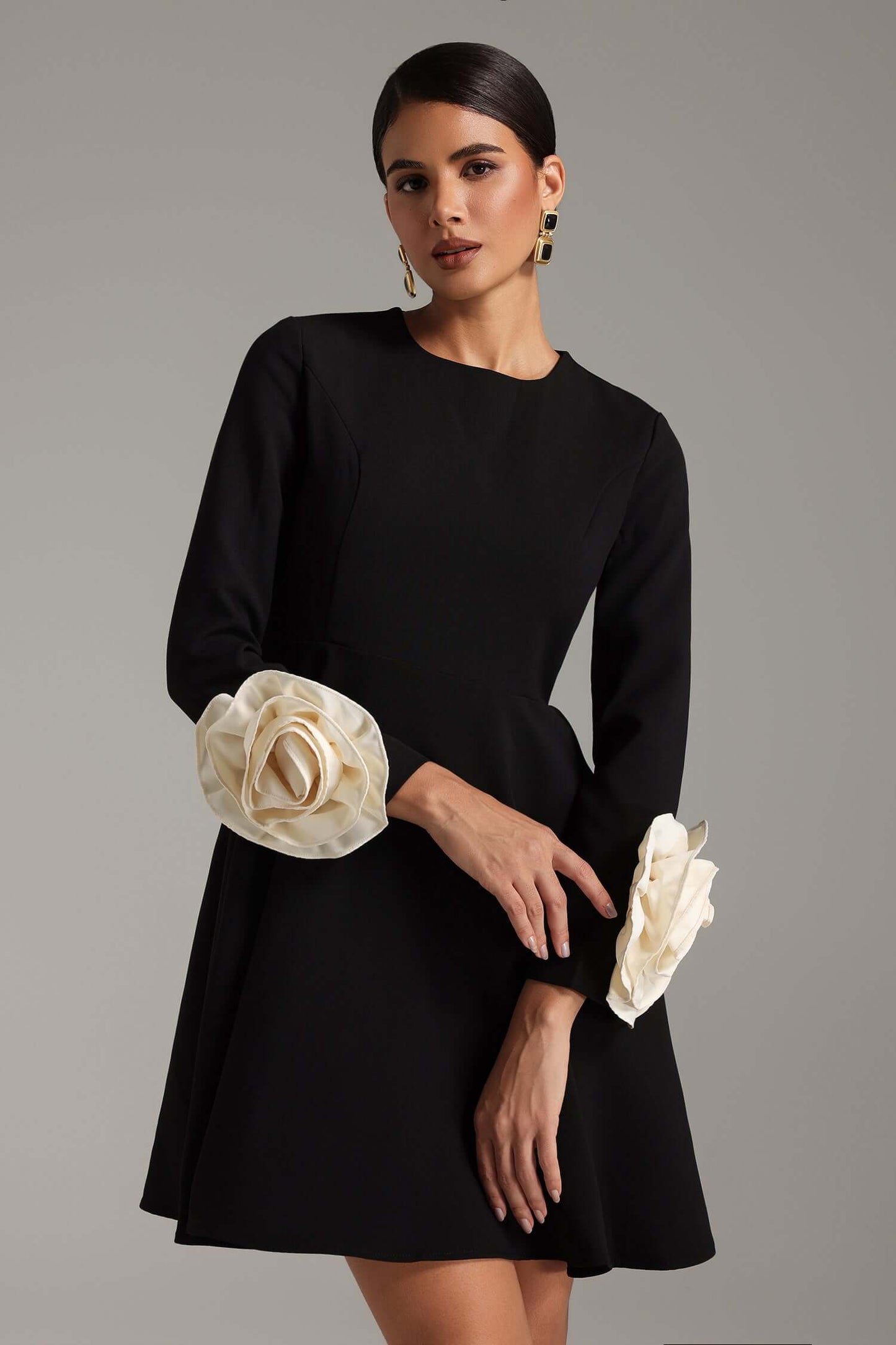 Long Sleeve Appliques Dress - Melinda