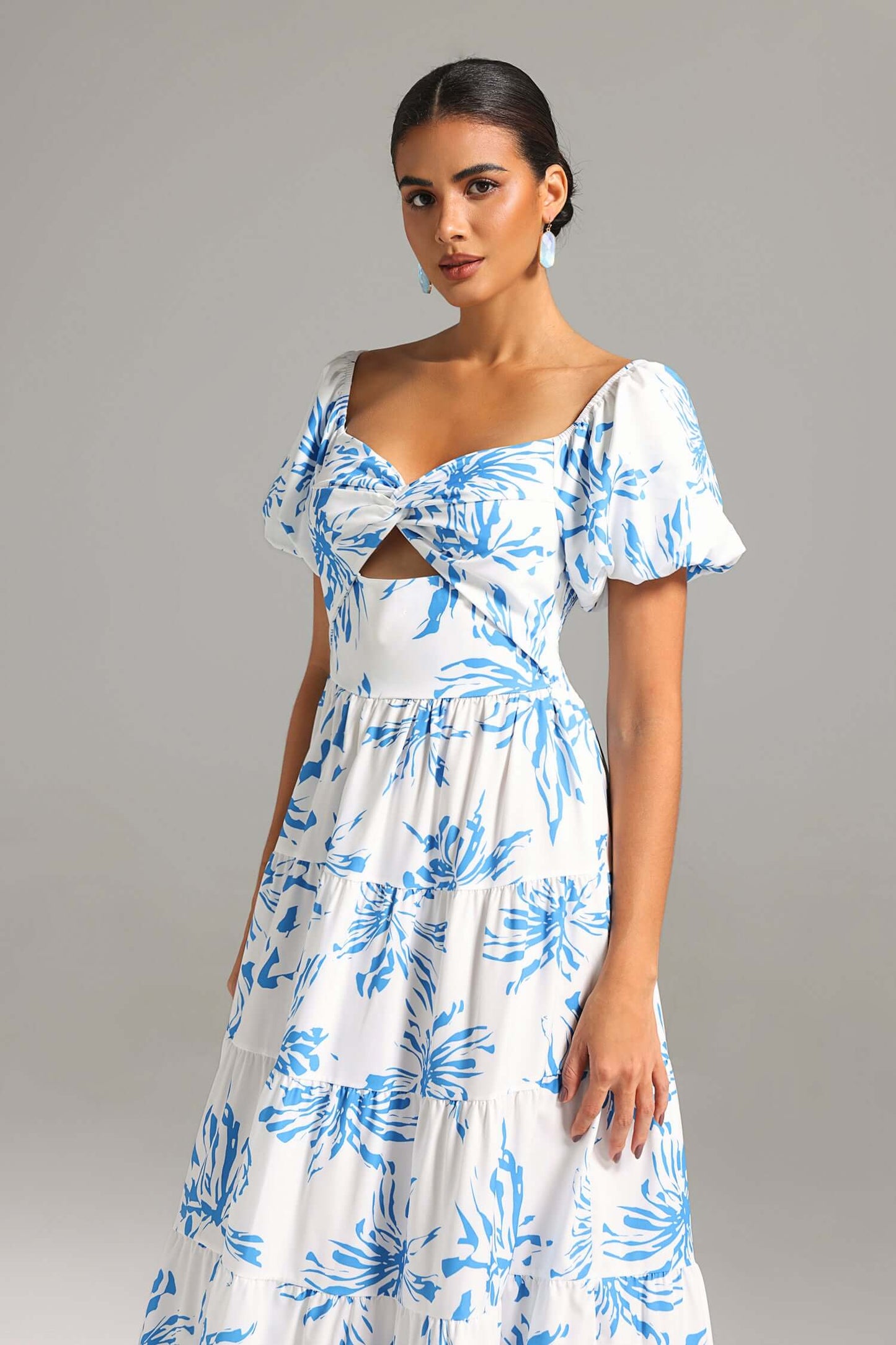 Puff Sleeve Print Dress - Nadira