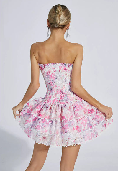 Flower Printing Elastic Dress - Akira