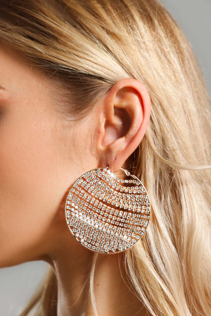 Rhinestone Big Round Earring - Pria