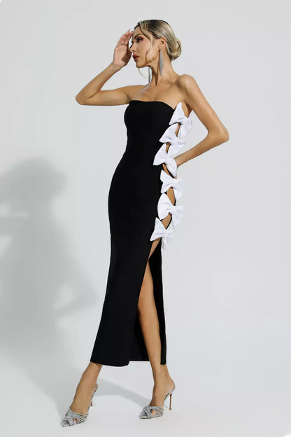 Strapless Bow Cut Out Dress - Nelly