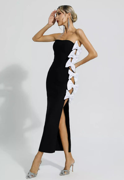 Strapless Bow Cut Out Dress - Nelly