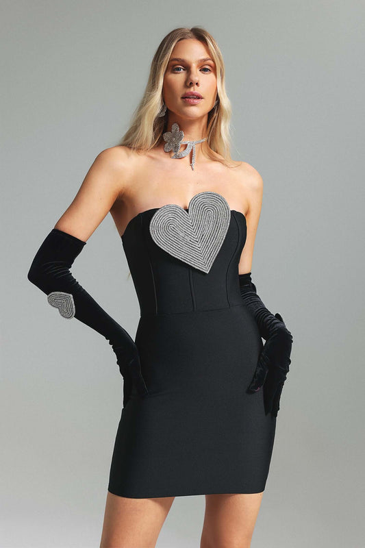 Heart Off Shoulder Shine Dress - Giulia