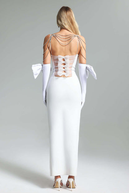 Slit Bow With Gloves Dress - Gora