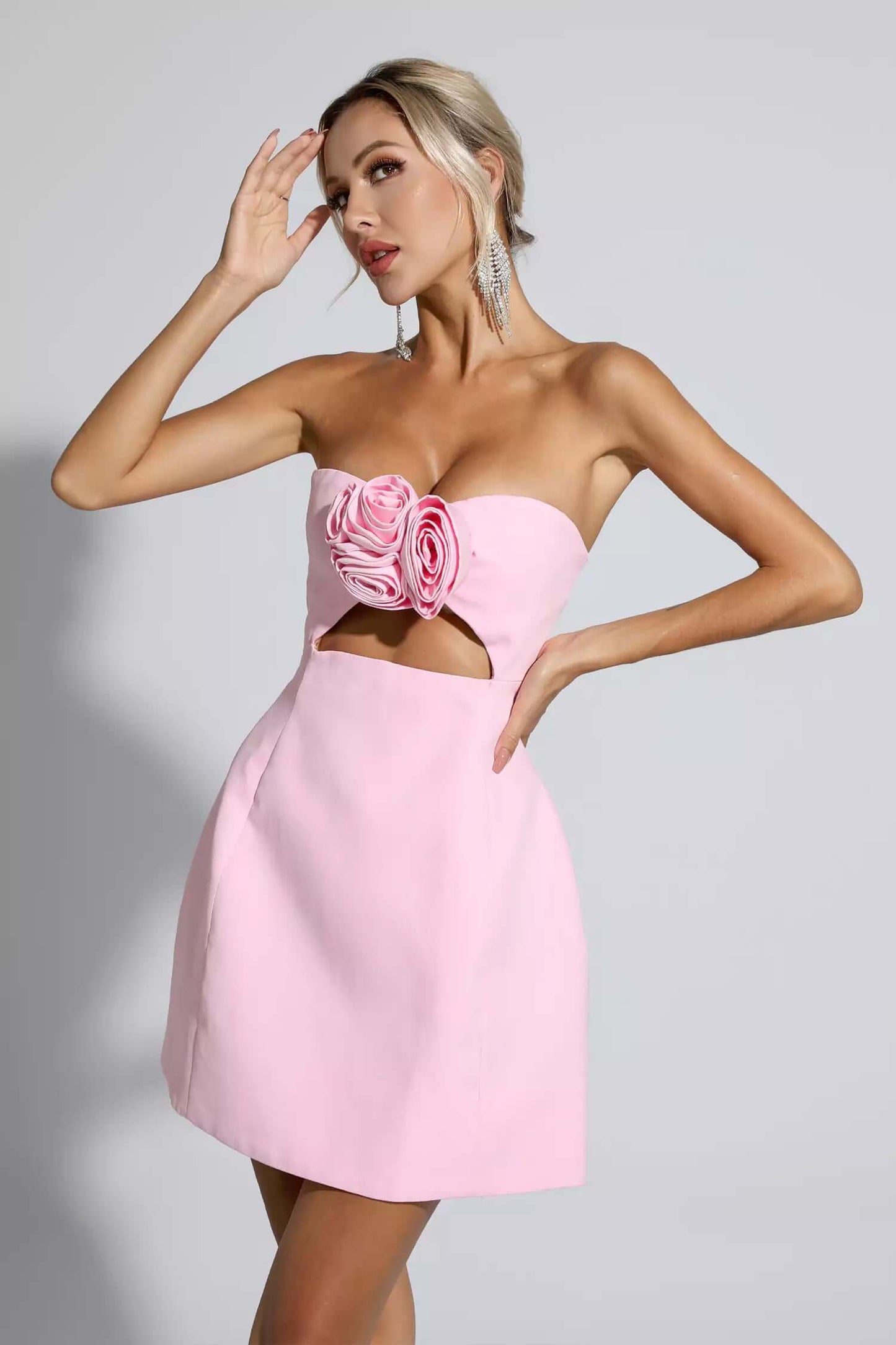 Sexy Strapless Cut Out Bow Dress - Lavinia