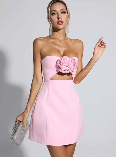 Sexy Strapless Cut Out Bow Dress - Lavinia