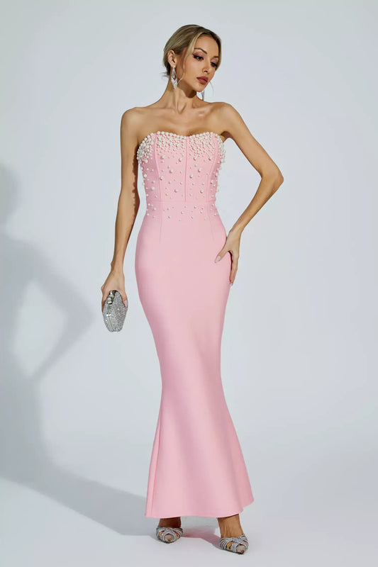 Strapless Pearl Mermaid Dress - Rovena