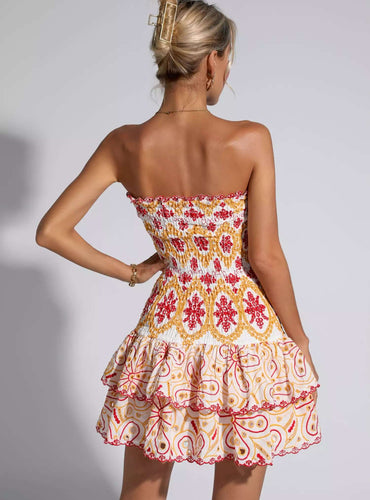 Color Off Shoulder Layered Dresses - Klyssia
