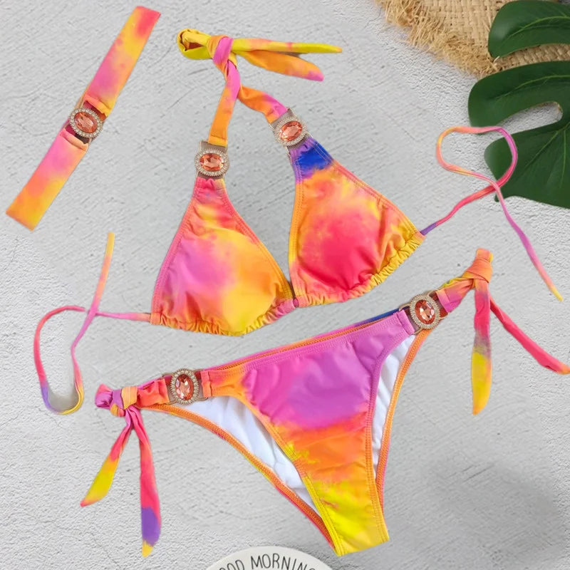 Print Rhinestones Bikini - Dalia